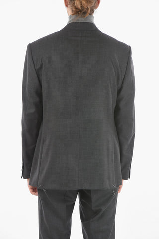 Flap Pockets Single Breasted Lined LEADER Virgin Wool Checkered Suit