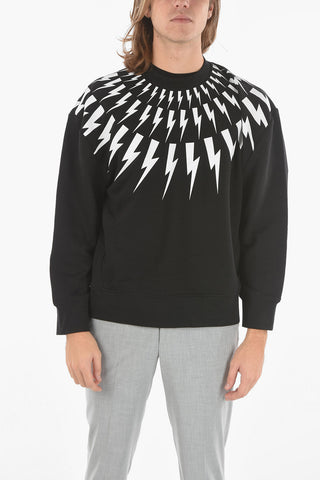 Brushed Cotton FAIR-ISLE THUNDERBOLT Crewneck Sweatshirt with Print
