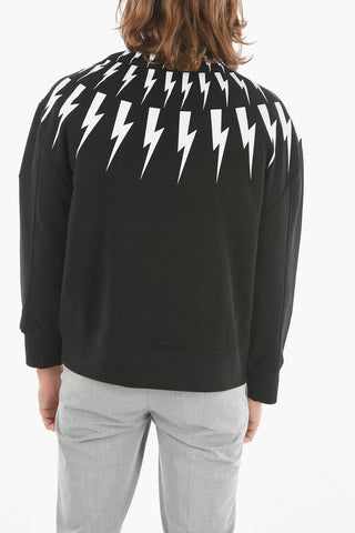 Brushed Cotton FAIR-ISLE THUNDERBOLT Crewneck Sweatshirt with Print