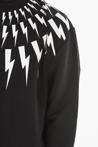 Brushed Cotton FAIR-ISLE THUNDERBOLT Crewneck Sweatshirt with Print