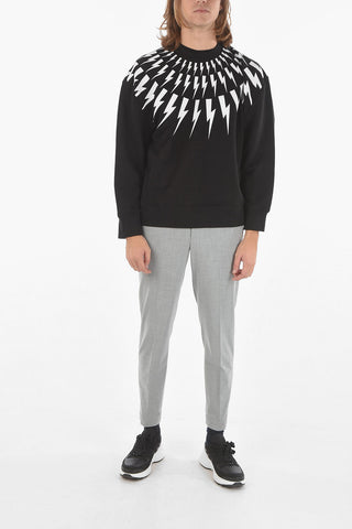Brushed Cotton FAIR-ISLE THUNDERBOLT Crewneck Sweatshirt with Print