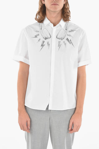 Camicia a Maniche Corte RETRO D.J. BOLT in Poplin di Cotone con Stampa
