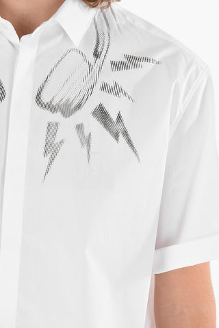 Camicia a Maniche Corte RETRO D.J. BOLT in Poplin di Cotone con Stampa