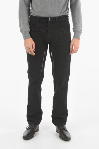Monogram Cotton Denim Jeans with Pockets on the Crotch