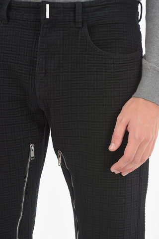 Monogram Cotton Denim Jeans with Pockets on the Crotch
