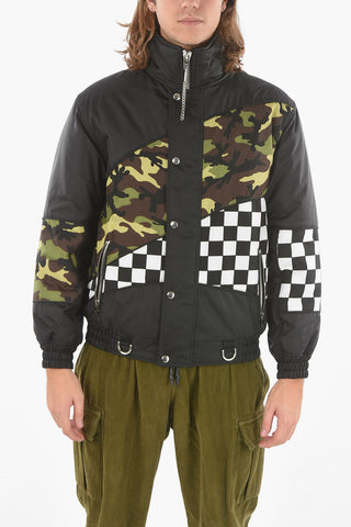 Padded Puffer with Check and Camo Detailings
