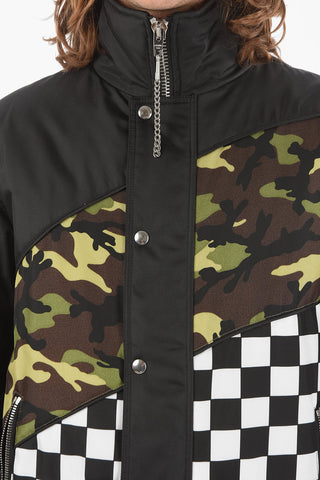 Padded Puffer with Check and Camo Detailings