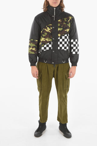 Padded Puffer with Check and Camo Detailings