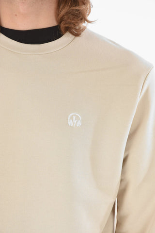 Brushed Cotton MUSIC BOLT Crewneck Sweatshirt with Embroidered Logo