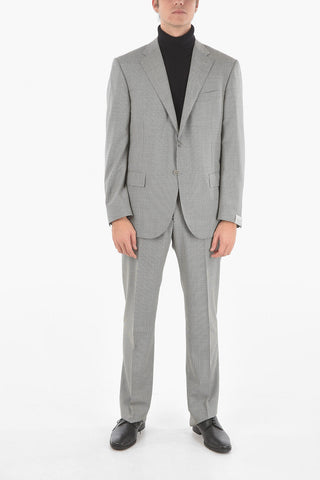 Single Breasted Lined LEADER Houndstooth Virgin Wool Suit