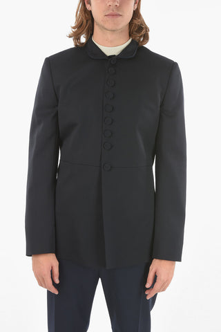 Twill Virgin Wool COLOFF Mandarin-collar Jacket embellished with Star-shaped Patches