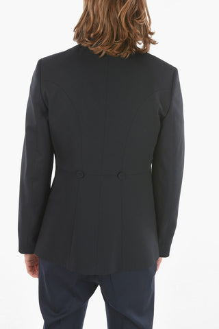 Twill Virgin Wool COLOFF Mandarin-collar Jacket embellished with Star-shaped Patches