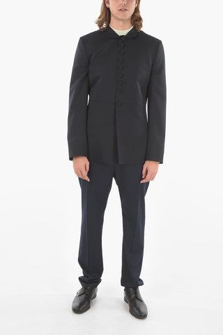 Twill Virgin Wool COLOFF Mandarin-collar Jacket embellished with Star-shaped Patches