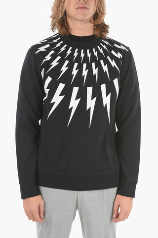 Extrafine Jersey FAIR-ISLE THUNDERBOLT Crewneck Sweatshirt with Print