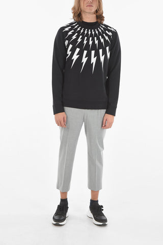 Extrafine Jersey FAIR-ISLE THUNDERBOLT Crewneck Sweatshirt with Print
