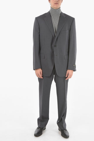 Flap Pockets Lined Double Breasted LEADER Virgin Wool Suit