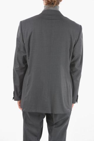 Flap Pockets Lined Double Breasted LEADER Virgin Wool Suit