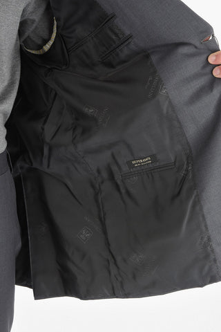 Flap Pockets Lined Double Breasted LEADER Virgin Wool Suit