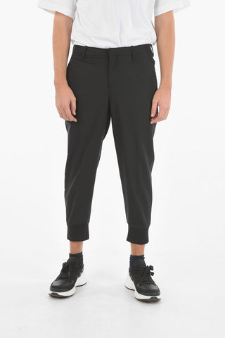 Gabardine Low-rised Pants with RIbbed Cuff Ankle
