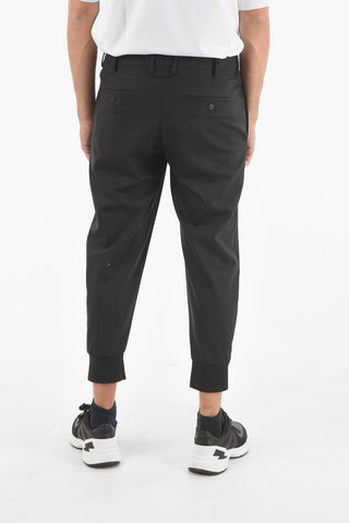 Gabardine Low-rised Pants with RIbbed Cuff Ankle