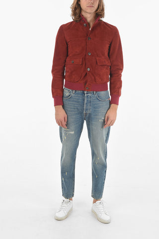 Suede Leather Bomber Jacket
