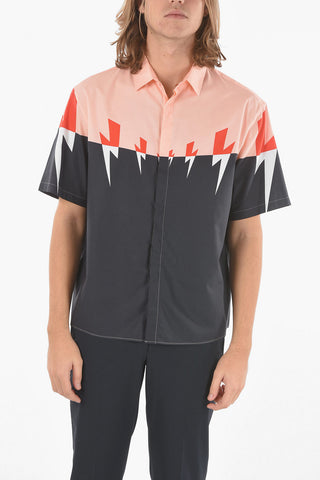 Camicia a Maniche Corte TRI-COLOUR TIGER BOLT in Poplin di Cotone Fine