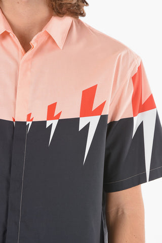 Camicia a Maniche Corte TRI-COLOUR TIGER BOLT in Poplin di Cotone Fine