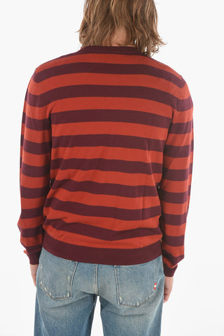 Merino Wool Striped Crewneck Sweater with Logo