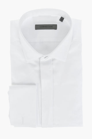 Standard Collar Popeline Cotton Shirt with Handkerchief