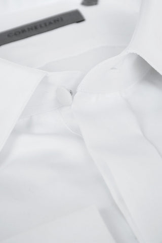 Standard Collar Popeline Cotton Shirt with Handkerchief
