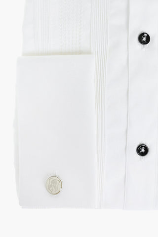 Wing Tip Collar Cotton Tuxedo Shirt with Handkerchief