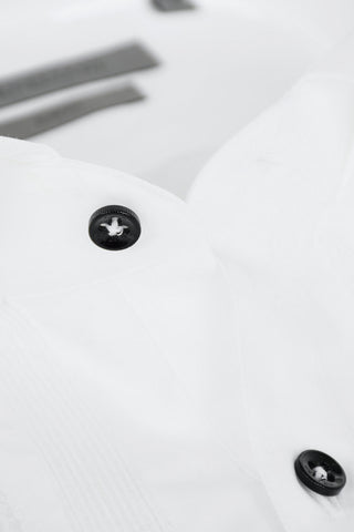 Wing Tip Collar Cotton Tuxedo Shirt with Handkerchief