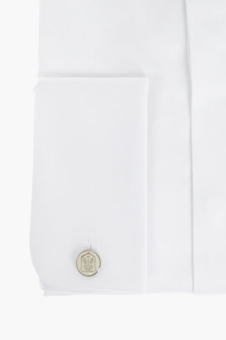 Camicia Slim Fit in Cotone con Collo Diplomatico e Gemelli