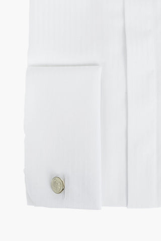 Camicia Slim Fit in Cotone Jacquard con Collo Diplomatico
