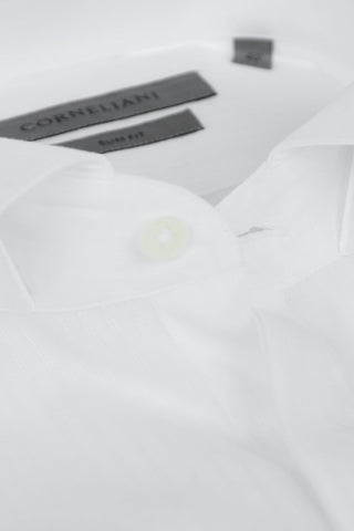 Camicia Slim Fit in Cotone Jacquard con Collo Diplomatico