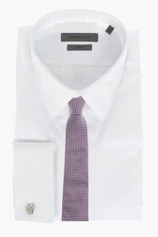 Hidden Buttoning Cotton Slim Fit Shirt with Handkerchief
