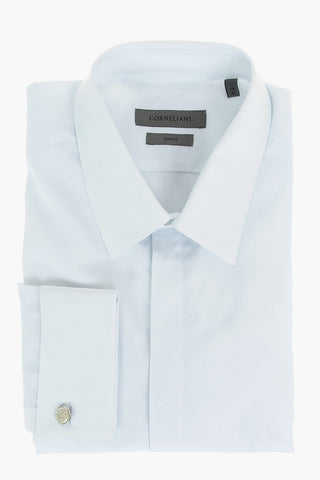 Standard Collar Cufflinked Jacquard Cotton Shirt