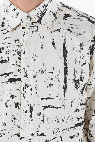 Standard Collar PAINT TEXT Printed Cotton Shirt