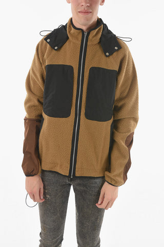 Teddy Wool Zip-up Hooded Sweatshirt with Double Breast Pocket