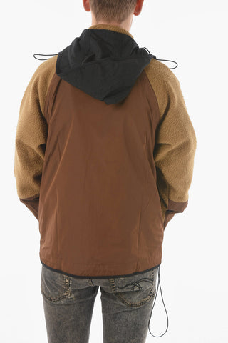 Teddy Wool Zip-up Hooded Sweatshirt with Double Breast Pocket