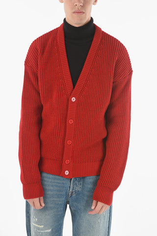 Braided Cable-knit Cardigan with Embroidered Logo