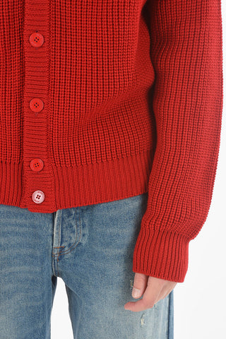 Braided Cable-knit Cardigan with Embroidered Logo