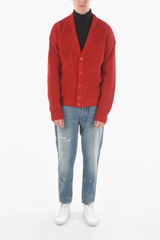 Braided Cable-knit Cardigan with Embroidered Logo