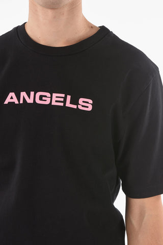 T-Shirt ANGELS a Tinta Unita con Stampa a Contrasto