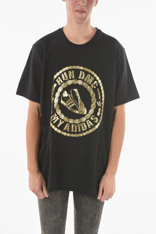 Crew-Neck RUN DMC T-shirt with Gold Effect Embossed Print