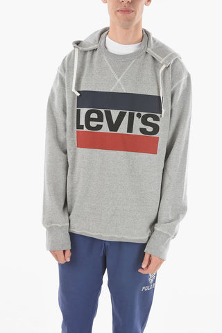 BY LEVI'S Brushed Cotton Hooded Sweatshirt with Logo Print