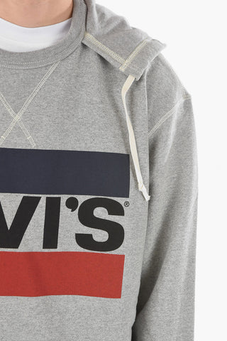 BY LEVI'S Brushed Cotton Hooded Sweatshirt with Logo Print
