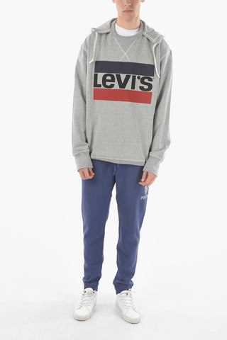 BY LEVI'S Brushed Cotton Hooded Sweatshirt with Logo Print