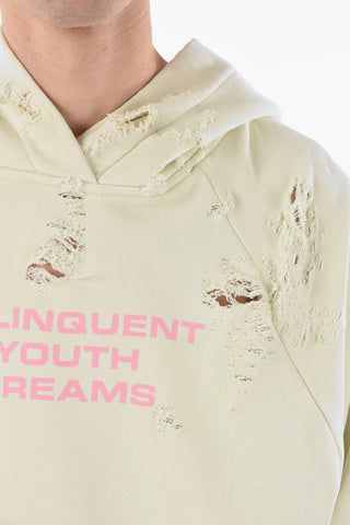 Felpa Oversized Distressed con Cappuccio