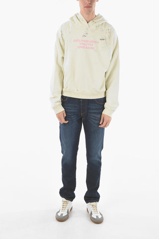 Felpa Oversized Distressed con Cappuccio
